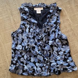 Jones New York sheer tank top with adorable ruffle trim